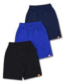 Kit With 3 Children's Shorts For Boys With 2 Sweatshirt Pockets - Royal Blue - View 4