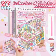 New Version Scene Sticker Book, DIY House Stickers, Includes 12 Scenes, 15 Materials, Metal Tweezers, 3D Miniature House Stickers, Landscape Stickers, Scenery Stickers, Manual Stickers, Small House Scene Stickers, Reusable, Multiple Sizes Available - Multicolor - View 1