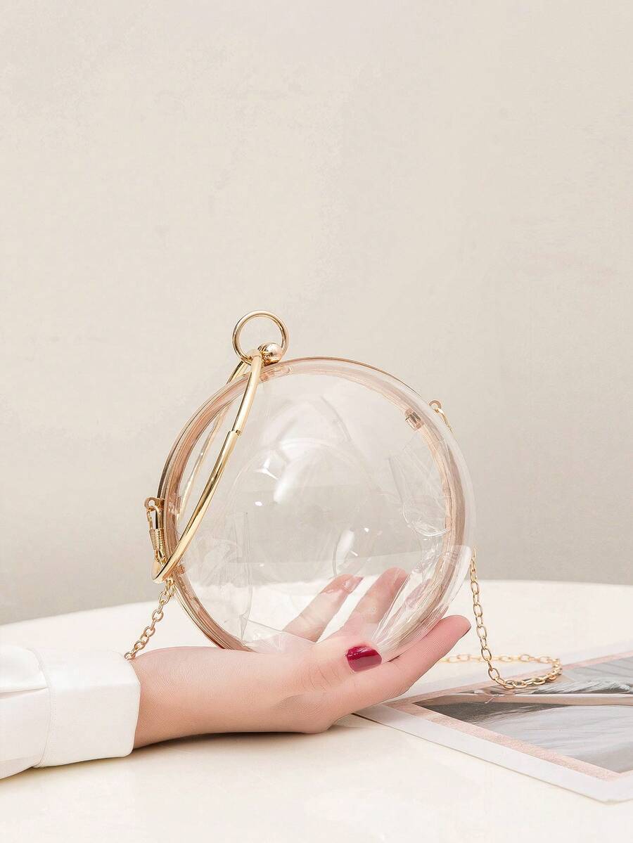 Women's Fashionable Mini Transparent Ball Chain Handbag For Daily Use
