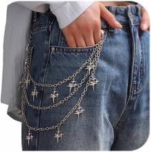 Pants Chain For Men Jean Chains For Women Y2K Star Jean Pocket Chain For Pants Biker Hip Punk Chains Silver Y2K Jewelry For Women Accessory  Fashion For Music Festival Concert Cosplay - A11- Y2K 星 - 銀色 - 查看 9