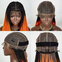 A ANYTIME Synthetische geflochtene Perücken für, Vollspitzenperücke mit geflochtenen afrikanischen knotenlosen Box-Zöpfen, Lace-Front-Perücken, günstige Cornrow-Zöpfe