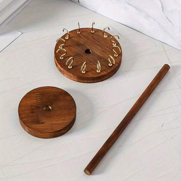 Rustic Wooden Jewelry Display Rack - Elegant Oval Tabletop Organizer For Necklaces, Pendants, And Bracelets - Perfect Multifunctional Home And Kitchen Accessory For Holiday Gifting, Stylish Storage Solution For Your Precious Accessories, Ideal For Organizing And Showcasing Jewelry In Any Room, No Power Required, Enhance Your Decor With This Charming And Practical Display Stand