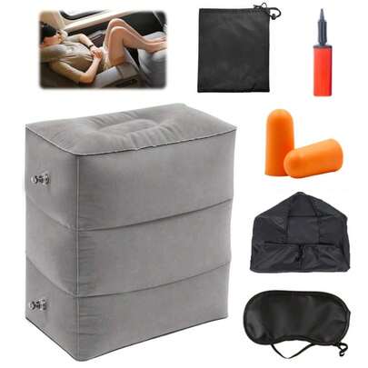 Almohada Hinchable Para Reposapiés Viaje Cama Avión Inflable 7pcs Almohada reposapiés inflable de viaje ajustable en altura 3 capas Cama infantil para avión Coche Autobús Viaje Azul marino