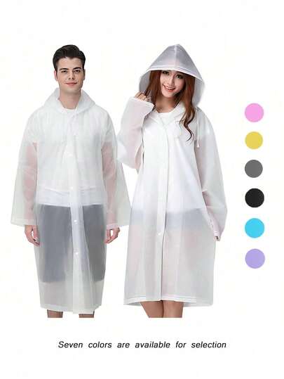 1/2pcs Reusable Raincoats For Adults,Thickened Waterproof Rain Coat, Women Men Hooded Raincoat,Waterproof,Windproof,Quick-Dry,And Breathable,EVA Ponchos Drawstring Hooded Raincoats For Men And Women Hooded Outdoor Motorcycles,Bicycles,Hiking, Fishing,And Mountaineering