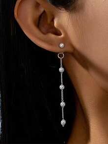 1 Set 2025 Valentine's Day Faux Pearl Earrings, Bracelet, Necklace Set, Bohemian Style, Minimalist Jewelry, Gift For Mother's Day, Suitable For Daily Wear, Parties,Mom,Mother,Mother's Day,Gift