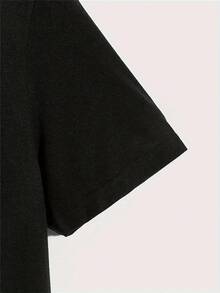 Camiseta de manga corta de algodón impresa y transpirable para hombres, duradera y versátil para el estilo urbano. AQBP - Negro - Ver 2