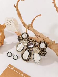 1 Set de collar, aretes y pulsera vintage bohemio de estilo exagerado, multicapa, hecho a mano con alambre de aluminio tejido y cuentas con cristales artificiales