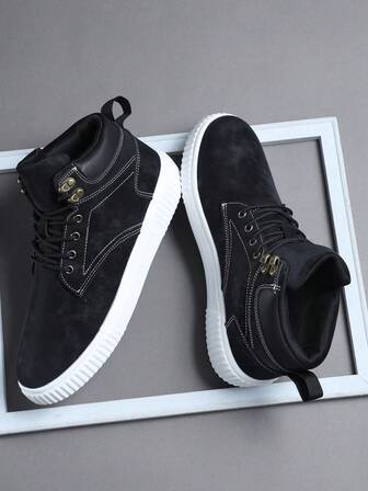 时尚平底鞋男士运动鞋，系带软底平底舒适男士滑板鞋，轻便日常男士鞋