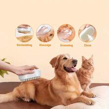 Cepillo para mascotas con cerdas y masajeador: herramienta plegable para el cuidado de perros y gatos, cerdas largas y cortas, alimentación por USB, mango ergonómico, cabezal extraíble, diseño de plástico duradero, ideal para el hogar y viajes. Cepillo suave para el cuidado de perros, herramienta de autocuidado para gatos, cepillo suave para perros, material para mascotas, ideal para amantes de los gatos. - Blanco - Ver 3