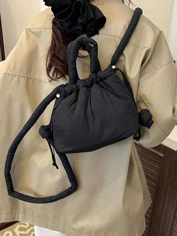 حقيبة تسوق منفوخة من النايلون خفيفة الوزن، بتصميم معطف مبطن مضاد للتجعيد، سعة كبيرة للسفر والأنشطة الخارجية، حقيبة أم جديدة لعام 2025