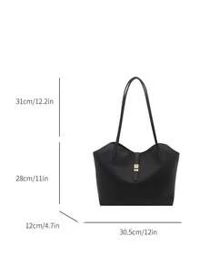 2025 New Women's Large Capacity Bag, Shoulder Commuter Bag, Mommy Bag, High-End Retro Minimalist Handbag - Black - View 3