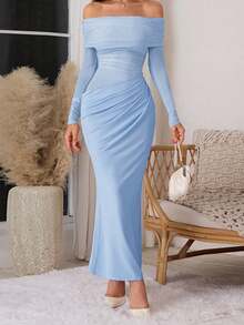 Onicee 夏季连衣裙，蓝色浪漫连衣裙，时尚网纱透视腰部镂空露肩派对连衣裙，优雅连衣裙，适合情人节、约会、聚会、派对、旅行、度假、海滩和其他场合。 - 淺藍色 - 查看 13