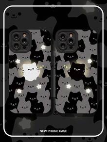 Funda de Teléfono de 1 Pieza para Pareja con Patrón de Gato Negro de Apple - Multicolor - Ver 7