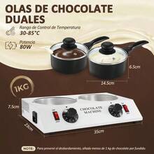 Máquina para fundir chocolate con dos tanques, de aluminio, antiadherente, de temperatura constante, manual, de 2 kg - Tipo de Enchufe A USA (110-127V) - Ver 2