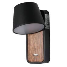 Alpinaluz Moderne Nachttisch-Wandleuchte aus schwarzem Metall und Holz mit verstellbarem 6-W-LED-Strahler und Schalter – ideal für Schlafzimmer