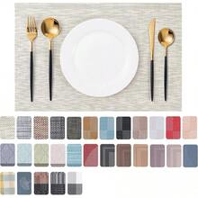 Washable Vinyl Placemats Set Of 4 For Indoor/Outdoor Use - A-beige - View 12