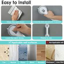 易于安装的防滑淋浴手柄 - 强大的吸力、安全抓握、无需钻孔的设计，确保现代浴室安全 - 彩色 - 查看 10