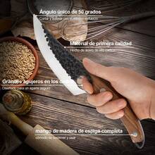 Cuchillo Viking para carnicero de carne, Cuchillo Forjado A Mano Con Vaina, Cuchillos Chef De Cocina, Acero De Alto Carbono, Aplicar Para Hogar, Camping, Barbacoa, Restaurante, Corte De Carne, Sin Hueso. - Marrón - Ver 5
