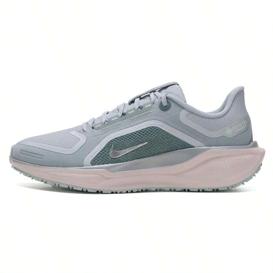 Nike Giày chạy bộ nam AIR ZM PEGASUS 41 GTX, Thân giày bằng vải, Thoáng khí, Thoải mái, Đệm êm ái, Giày cổ thấp hàng ngày FQ1356-007 - Đá bọt nhạt/bạc/vàng trắng/đá sa thạch bạc đỏ/xanh lá cây - Xem 1