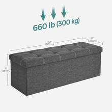 Collection - 43 Inches Folding Storage Ottoman Bench, Ottoman Foot Rest, End Of Bed Bench, Storage Chest, Load 660 Lb, For Living Room, Bedroom, Entryway - 石板灰色 - 查看 3