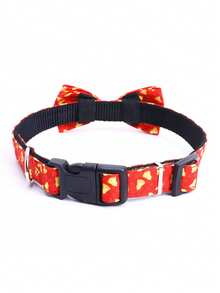 Christmas Pet Collar, Santa Claus Candy Bow Print Cat Dog Collar, Christmas Decorative Collar