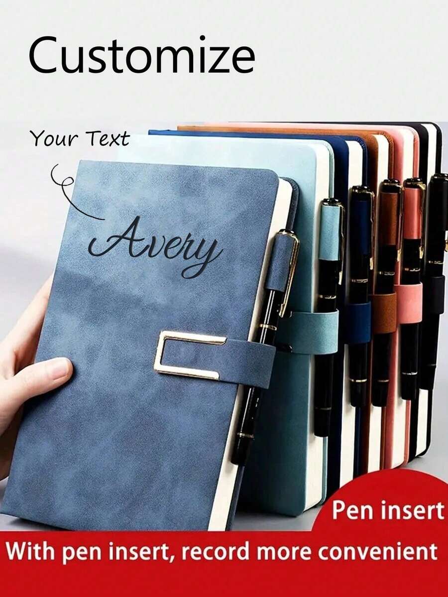 Customized Vintage A5 Leather Bound Notebook With Bookmark - Classic PU Leather Notebook For Business Meetings, College Students, Planner School Supplies - Multicolor - View 1
