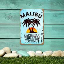 1pc Malibu Caribbean White Rum With Coconut Aluminum Sign - Tropical Themed Wall Decor For Home, Bar, Living Room, Restaurant, Office -  Holiday Decor, No Feather, Gift-Ready - 優質的 - 查看 4