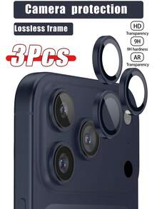 3pcs Apple Camera Lens Screen Protector, Compatible With Iphone 17 Pro Max/17 Pro/15 Pro Max/15 Pro, Made Of Tempered Glass With Aluminum Alloy Frame, Ultra-Clear, Easy To Install - Deep Blue - Navy Blue - View 19