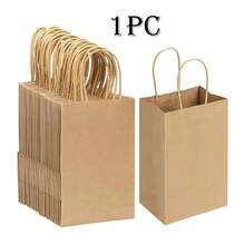 10/25 Stücke Kraft-Papiertüten, Geschenktüten, Geschenkverpackungstüten mit Griffen, geeignet für Kraft-Papiertüten, Feiertage, Neujahr, Hochzeit, Geburtstag Süßigkeitentüten, Party-Geschenktüten, Valentinstag