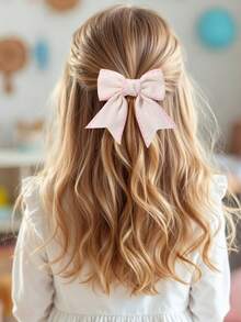 2个米色蝴蝶结发夹，粉色镶边，纯色布艺蝴蝶结，鳄鱼夹，优雅蝴蝶结发夹，休闲简约蝴蝶结发卡，秋冬季蝴蝶结发夹，适合青少年 - 米色 - 查看 7