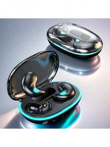 X55 TWS 无线睡眠耳机，Hi-Fi 立体声，防水防噪，兼容 和安卓手机，无线蓝牙耳机，触控耳机，赠品齐全，原装 TWS 150mAh 无线蓝牙耳机，透明 Hi-Fi 耳机，LED 电量数字显示，立体声耳机，适用于智能手机 - 彩色 - 查看 2