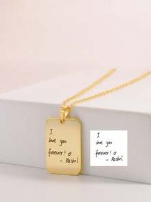 1 Pieza Collar con Firma Manuscrita, Collar Personalizado Multiletras, Personalizable con tu Autógrafo - Collar Conmemorativo - Joyería con Mensaje Manuscrito, Dorado, Elegante, Colorido, Vintage, Sencillo, Unisex, Casual, Lindo, Personalizado, Único - Multicolor - Ver 3