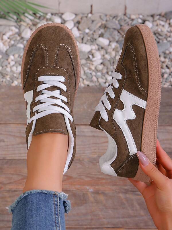 أحذية رياضية ملونة - أحذية رياضية كاجوال ملونة - رباط، خفيفة الوزن، نعل ناعم - للمشي، التزلج، الارتداء اليومي - للنساء - مريحة، أنيقة، متعددة الاستخدامات - تجمع بين الموضة والراحة، أحذية رياضية كاجوال من جلد البولي يوريثان ملونة بنمط رياضي للعطلات، المدرسة، المنزل، النادي الرياضي، الربيع/الصيف