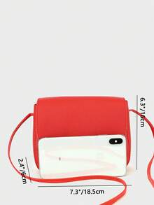 Mini Butterfly Print Decor Metal Crossbody Shell Bag - Red - View 2