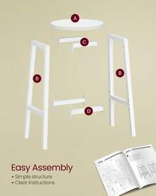 Bar Stool Set Of 2 Round Chair High Kitchen Seat Steel Frame Height 65 Cm Easy Assembly - White - View 6