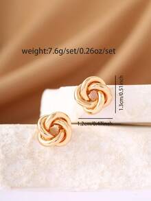 1 Pair Vintage French Style Petite & Elegant Stud Earrings For Women, Minimalist Personalized Design With Twisted Wire