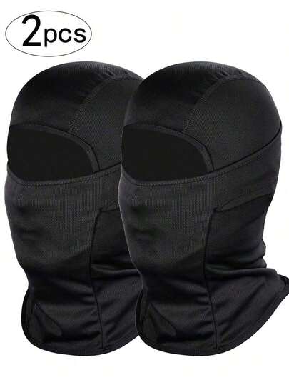 2pcs Men's Lightweight Balaclava Face Mask, Sun Protection Mask Suitable For Motorcycle, Skiing And Other Sports