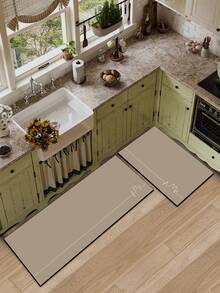 [HOT!!!]1pc Soft Rubber Kitchen Mat, 3.5mm Thick Kitchen Rug, Solid Color Cartoon Cat Minimalist & Cute Style Kitchen Absorbent Mat, Large Carpet That Can Be Self-Cut To Fit Kitchen Size, Surface Fabric Material, Middle Sponge Layer, Bottom Rubber Layer, Suitable For Kitchen Rugs, Kitchen Decor, Wedding Decor, Home Decor, Bathroom Mat, Entryway Mat, Laundry Room Mat, Hallway Carpet, Living Room Mat, Etc. - Multicolor - View 9