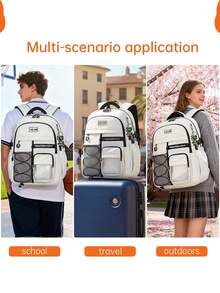 1 pezzo Zaino alla moda unisex, chiusura con cerniera, cinghie regolabili, grande capacità, adatto per lavoro, attività all'aperto, pendolarismo, regalo per il ritorno a scuola