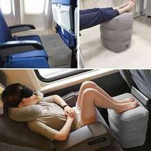 Almohada Hinchable Para Reposapiés Viaje Cama Avión Inflable 7pcs Almohada reposapiés inflable de viaje ajustable en altura 3 capas Cama infantil para avión Coche Autobús Viaje Azul marino - Gris - Ver 10