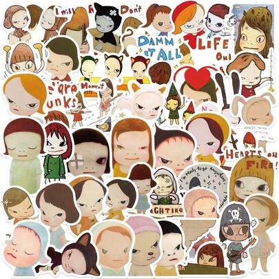 50PCS Yoshitomo Nara Stickers, Bible Verse Faith Stickers Vinyl Aesthetics Book Reading Stickers Aesthetic Vinyl Stickers High Quality Stickers Decals Scrapbook,Journaling,Laptop,Bumper,Skateboard,Water Bottles,Computer,Phone Stickers Can Bring A Lot Of Fun To Your Life,The Perfect Gift For Adults Scrapbook Supplies Funny Stickers Scrapbooking Supplies Kindle
