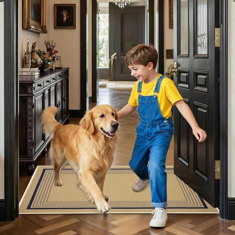 LDLYSFA Tapete Entrada, 2PCS Tapete Entrada casa, Absorbente, A Prueba de Manchas, Tapete antiderrapante,  y Duradero, Fácil de Limpiar - 50 x 80 centímetros - Añade 2