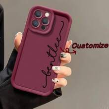 1 Stück personalisierter Silikonlinsen-Schutzhandy-Hülle mit individuellem Muster, geeignet für Apple 17, 16, 15, 14, 13, 12, 11 Pro Max Serie, Katze, Blumen, leuchtendes Pink, burgunderrot, Mode, farbig, passende Handyhülle, einfach personalisiert, einzigartig, geeignet als Geburtstags-, Feiertags-, Vatertags-, Erntedank-, Halloween-, Weihnachtsgeschenk für Freunde, Familie, Freundin