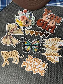 1 套 3/8 件自然风格刺绣补丁可爱卡通时尚涤纶徽章贴花 DIY 服装熨烫补丁缝纫配件布贴适用于背包、牛仔裤、夹克、T 恤、帽子、连衣裙等 - 彩色 - 查看 4