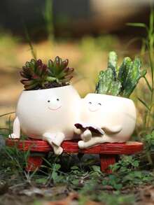 可爱时尚卡通双人长凳，适合阅读，盆栽 - 彩色 - 查看 6