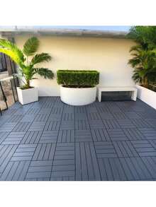 44 Pieces Of Interlocking Plastic Outdoor Flooring, Backyard Flooring.Outdoor Patio.Outdoor Walkway.Outdoor Floor Tiles.Waterproof Flooring.Outdoor Deck Tiles.Easy To Install, Sturdy PP Material, Suitable For Swimming Pools, Gardens. - Grey - View 9