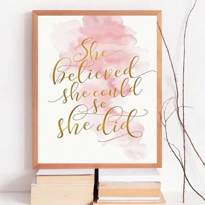 1Pc Quotes Wall Arts Posters Inspiring Text Hanging Paintings Are Suitable For Bedroom, Living Room, Study, Office Corridor, Wall Decoration, Printing Pictures, Posters, Decorative Paintings, And Wall Printing Art Imitating Oil Paintings(No Frame)