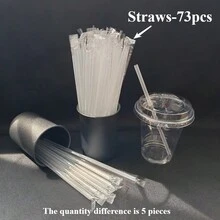 19cm Pajita transparente de alta calidad y ultra delgada, con 74 piezas de pajitas puntiagudas, adecuada para cafés con hielo, leche con té, batidos y bares de cócteles, mejorando la durabilidad y la resistencia a la presión. Empaquetada individualmente y sellada de forma estéril, fácil de distribuir. - transparente - Ver 6