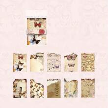 30pcs/Pack Vintage English Phrase Handwritten Burned Craft Asymmetrical Edge Scrapbooking Paper, Retro Music Notes, Letters, Butterflies, Distressed Diary & Journal Decorative DIY Background Material