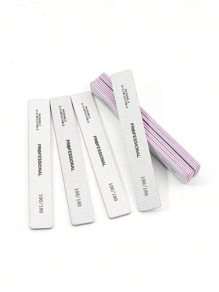 20pcs Rectangular Nail Files, 100/180 Grit Double-Sided Sandpaper Nail Files, Washable And Reusable, Suitable For Natural Nails And Acrylic Nails, For Home And Salon Use. Nail Care Products, Nail Tools, Nail Art Tools, Back To School Supplies, Manicure, Nail Tools (Applicable To Nail Stickers) - White - View 1